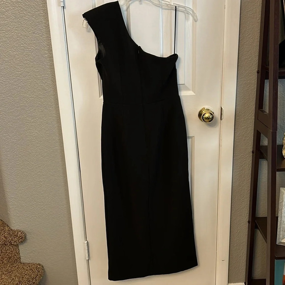 Bardot Women’s (S) Aveline Black One Shoulder Midi Cut Out Fitted Cocktail Dress - Picture 2 of 9
